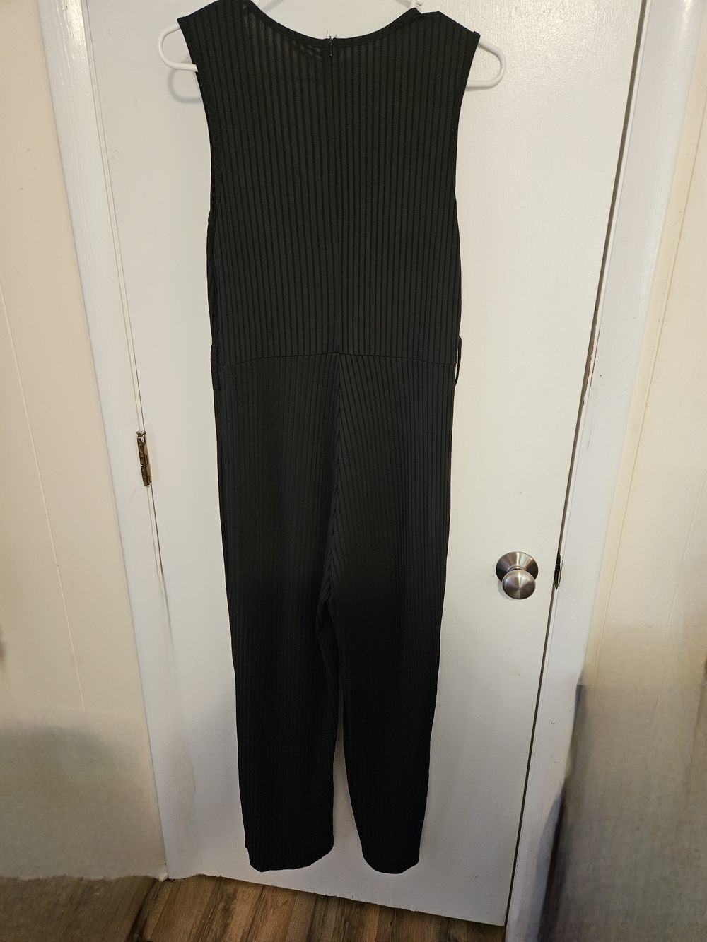 SHEIN Black Ribbed V-Neck Button Jumpsuit - Picture 2 of 3